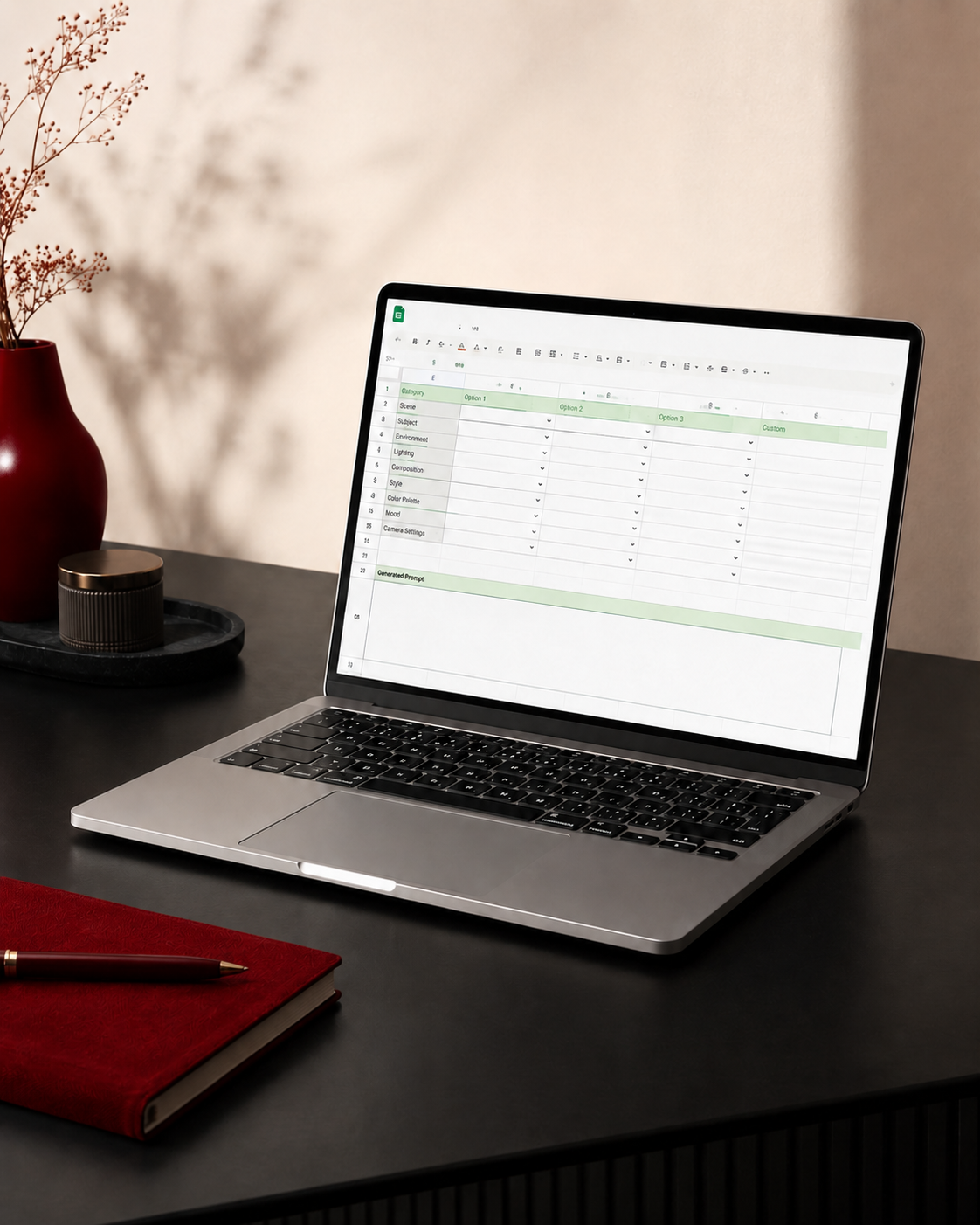 Real-Person AI Prompt Builder displayed on a laptop