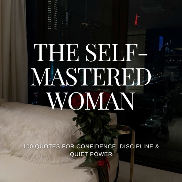 The Self-Mastered Woman with 100 self-mastery Canva quote templates for women.